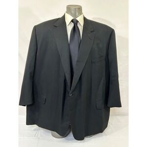 Oxxford Clothers Sz 60R  Black Solid Stripes 2Btn Notch Super‎ 120's Wool Blazer